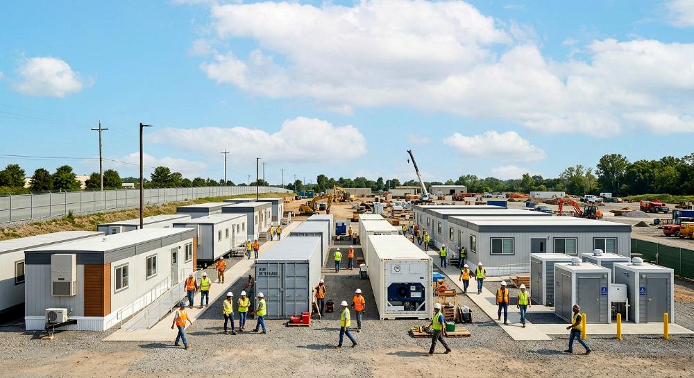 Office trailer on a jobsite